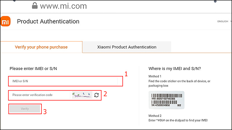 Kiểm tra số IMEI