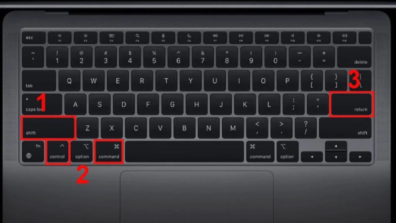 Sử dụng phím tắt Shift + Control + Command + Enter
