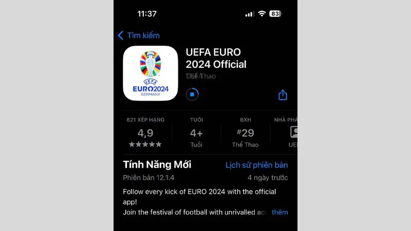 Lịch Euro 2024 trên iPhone