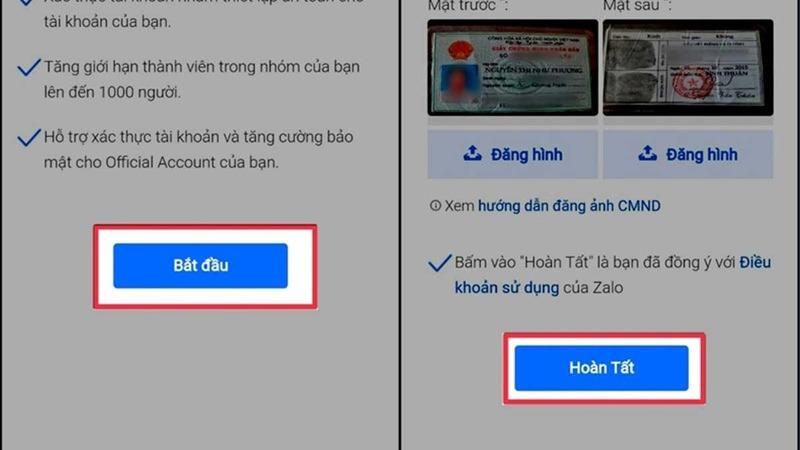 Cách xác thực tài khoản Zalo bằng CCCD