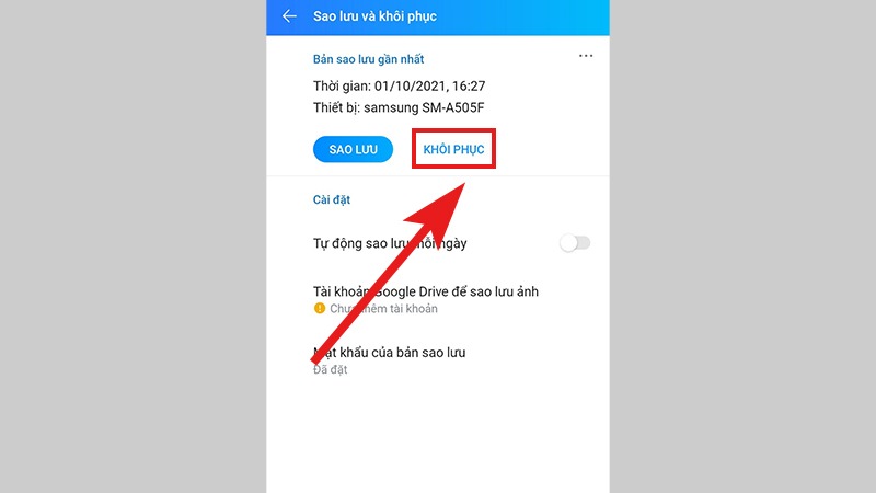 Sao lưu và khôi phục