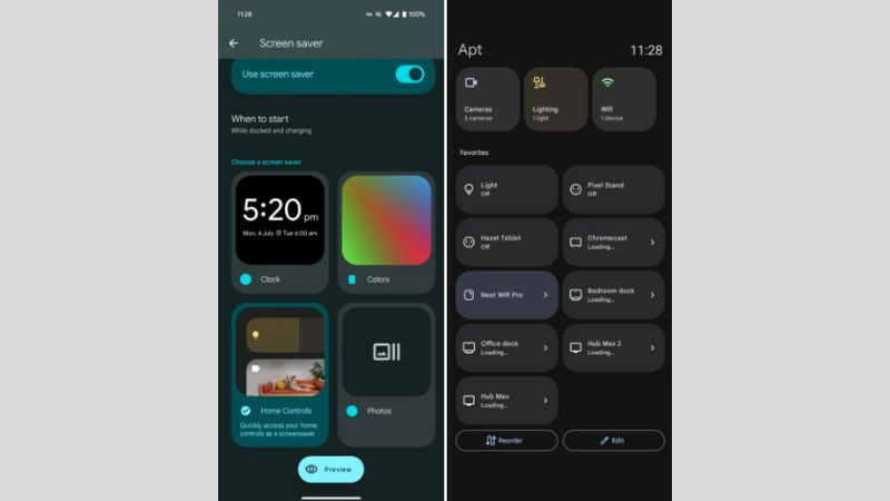 Trình bảo vệ màn hình Home Control cho Pixel Tablet