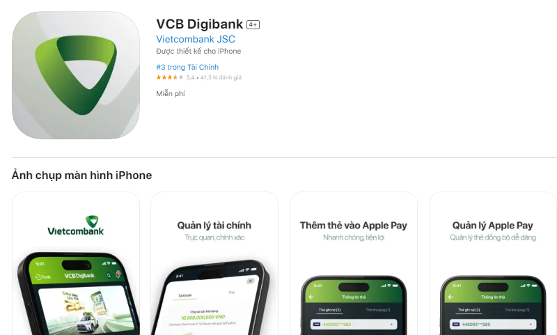 Tải và cài đặt ứng dụng VCB Digibank