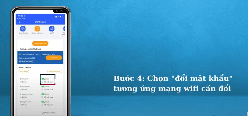 cách đổi pass Wifi VNPT bằng điện thoại