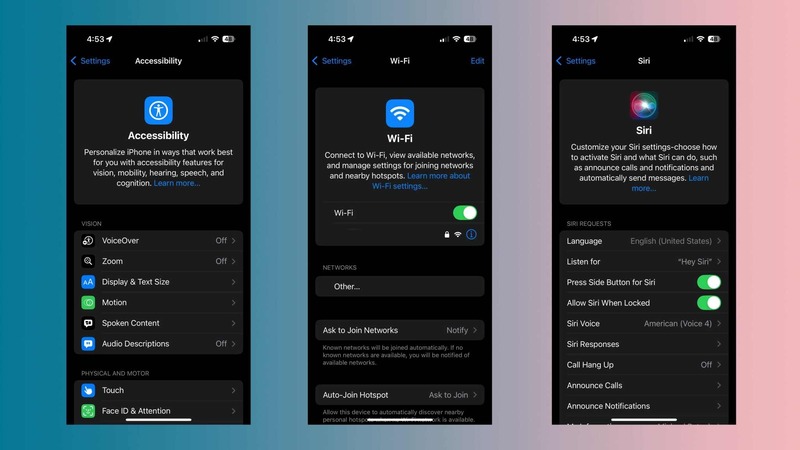Tiêu đề trong các cài đặt iOS 18