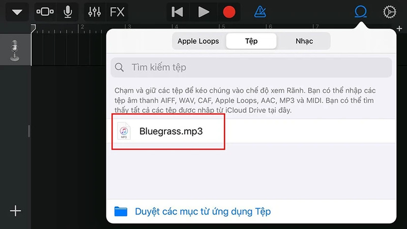 Chọn vào tệp vừa tải lên