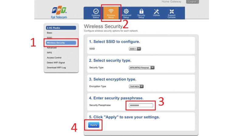 điều hướng đến mục Wireless > Wireless Basic.