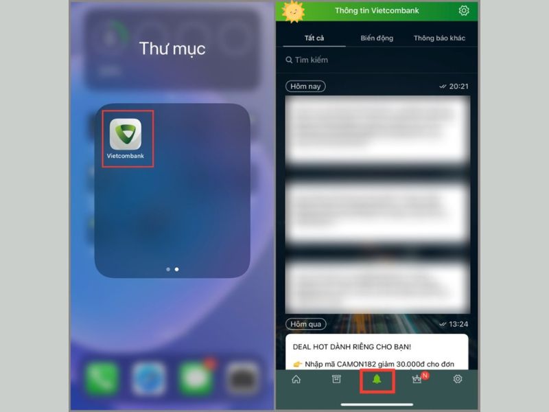 Truy cập mục Thông báo