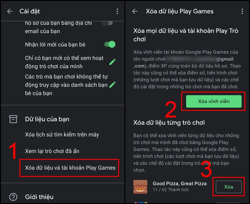 Xóa bộ nhớ cũng như dữ liệu game