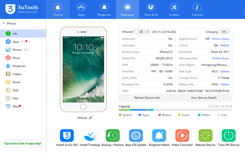 Kiểm tra bằng công cụ 3uTools 3