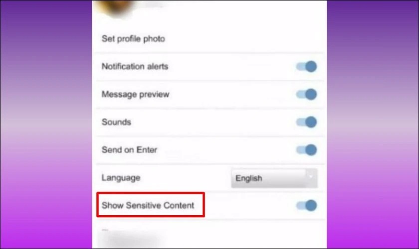 Show Sensitive Content".