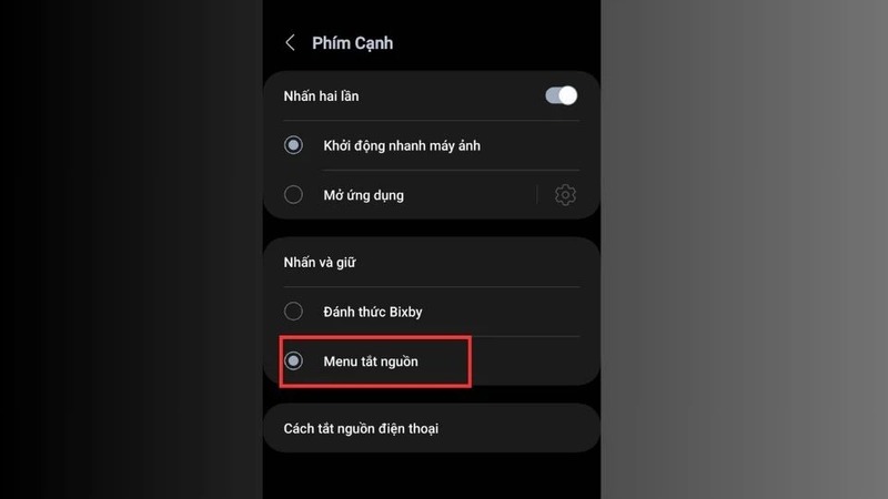 Tắt nguồn bằng ứng dụng Cài đặt