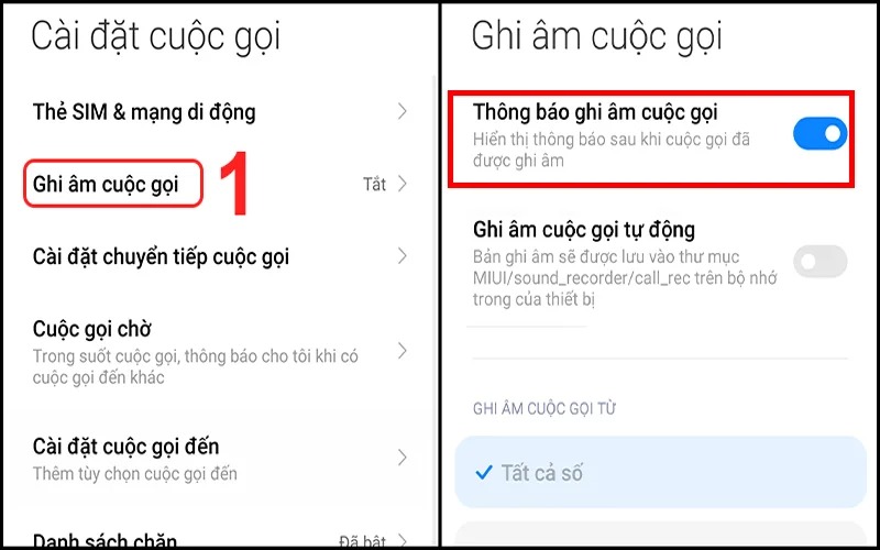 cách tắt thông báo ghi âm cuộc gọi trên xiaomi