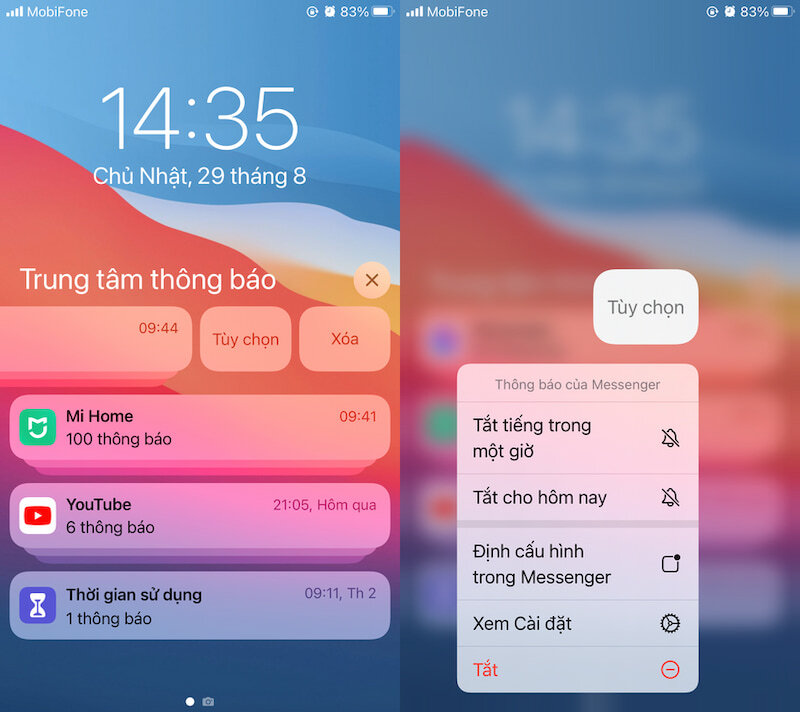 Tắt thông báo ứng dụng trên màn hình iPhone