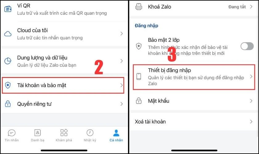 Chọn Tài khoản bảo mật