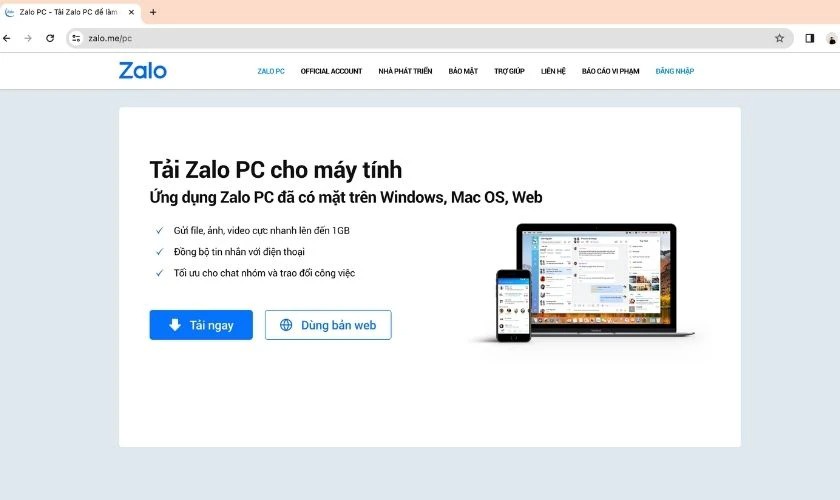 Theo dõi Zalo người yêu trên máy tính