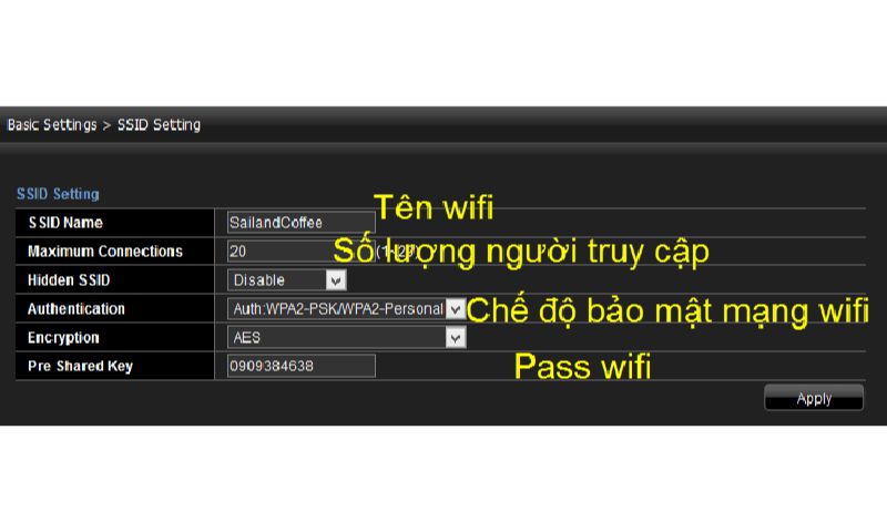 Apply Config để lưu lại mật khẩu