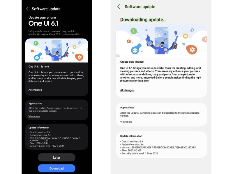 Galaxy A34 cập nhật One UI 6.1