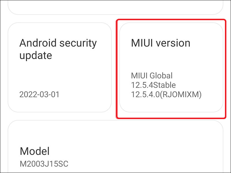 nhấn liên tục 7 lần vào dòng chữ MIUI Version