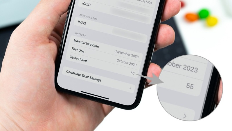 cách kiểm tra độ chai pin iphone bằng chu kỳ sạc iphone