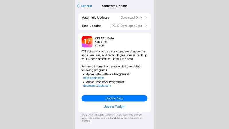  iOS 17.6 beta 1