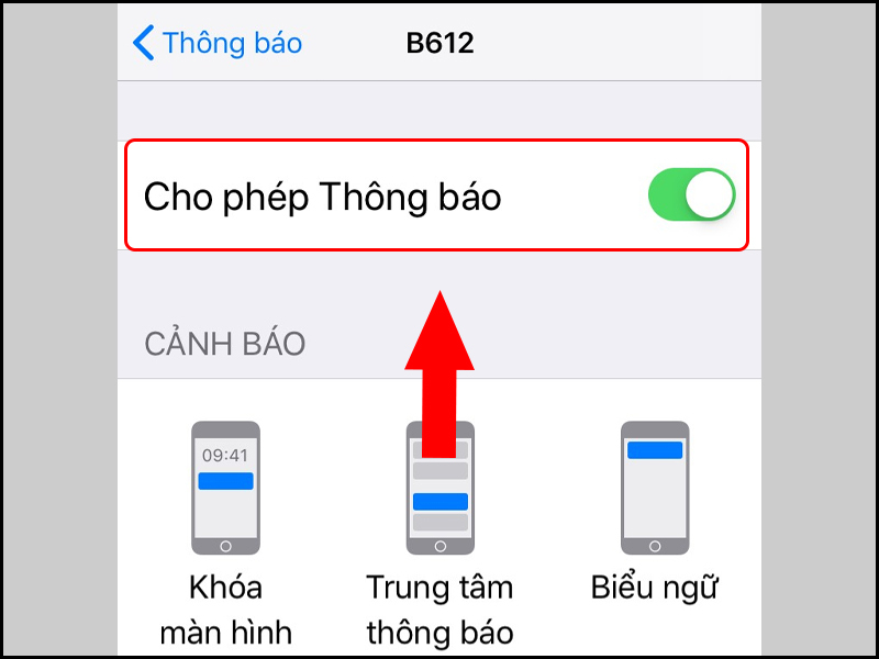 Chọn tắt mục "Cho phép thông báo" để tắt