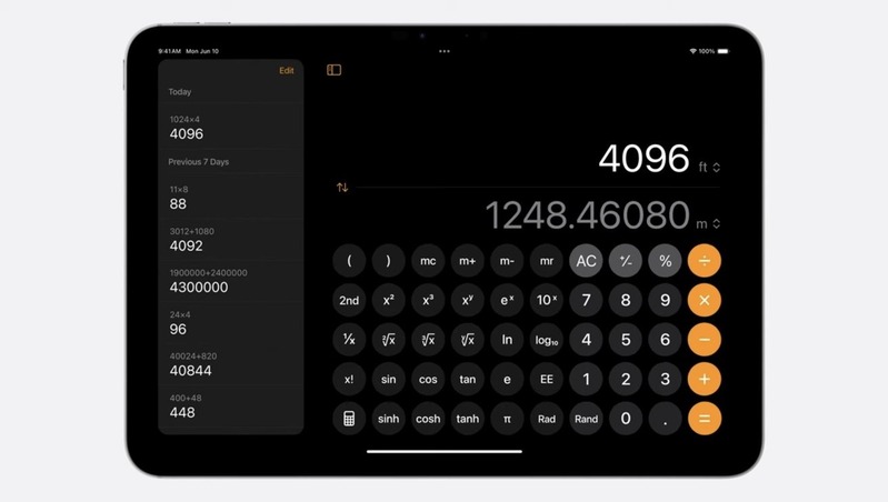 Ứng dụng máy tính trên iPadOS 18