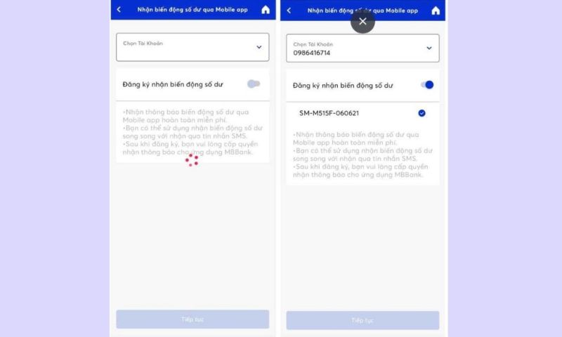 cách bật thông báo mbbank khi có người chuyển tiền