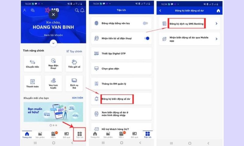 Cách bật thông báo MBbank khi có người chuyển tiền qua SMS