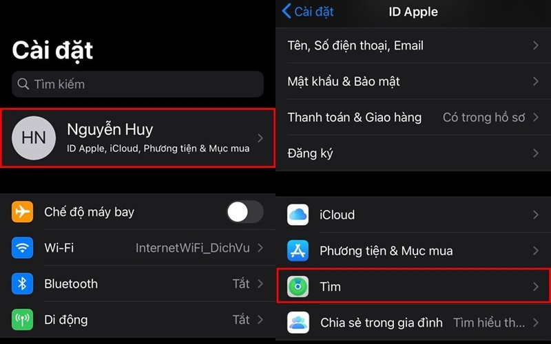 Hãy truy cập vào phần Cài đặt > nhấn vào mục Tài khoản