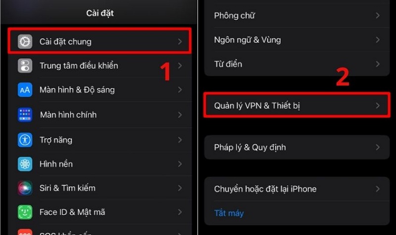 Vào phần cài đặt chung