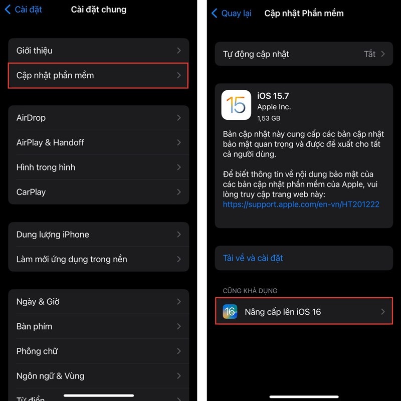 Cập nhật lại phần mềm