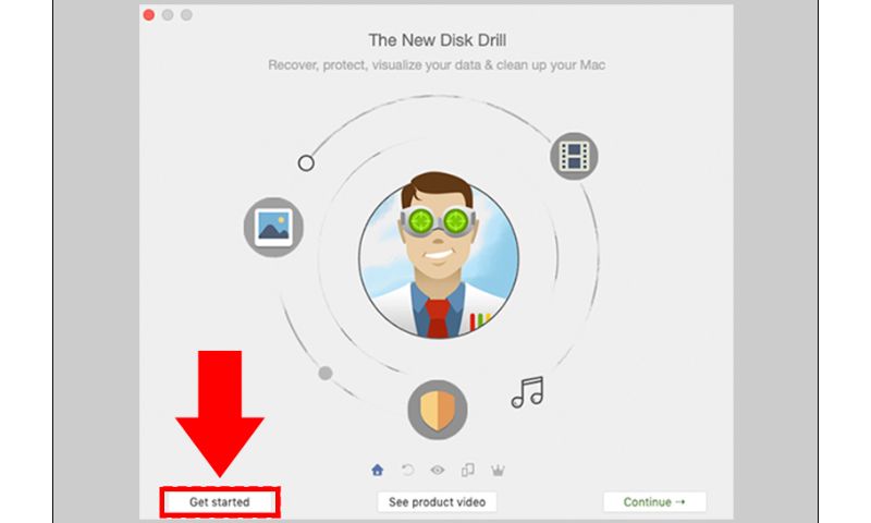 Bạn mở phần mềm Disk Drill và chọn Get Started