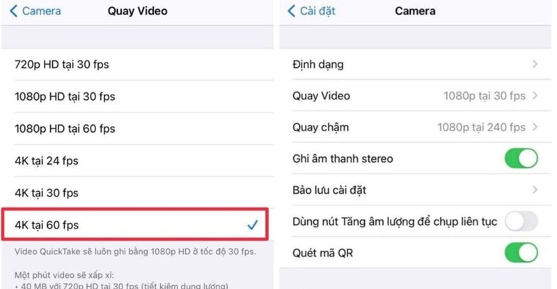 Chọn chế độ phân giải hình ảnh cao