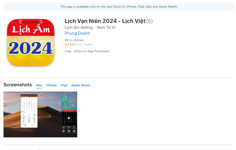 Ứng dụng Lịch Vạn Niên