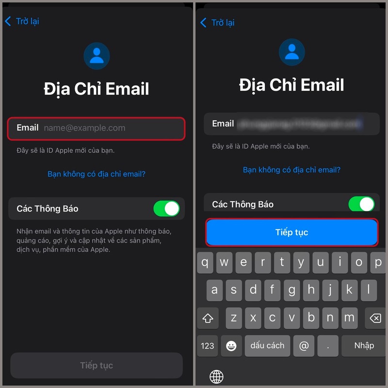 cách tạo icloud cho iphone 16 bước 4
