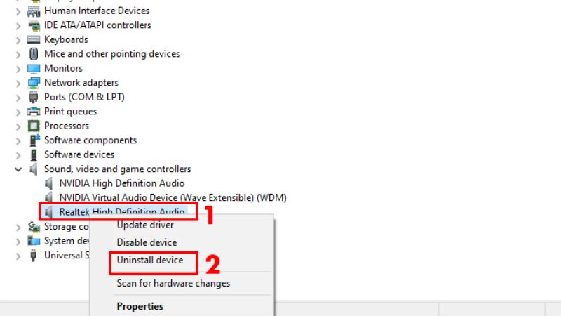 Cài đặt lại driver âm thanh trên laptop
