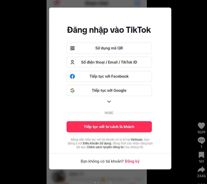Đăng nhập vào Tiktok
