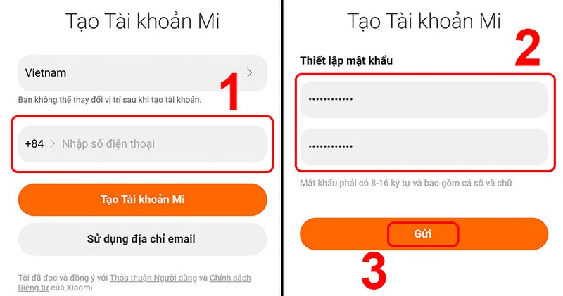 Tạo tài khoản Xiaomi hoặc đăng nhập nếu đã có tài khoản 2