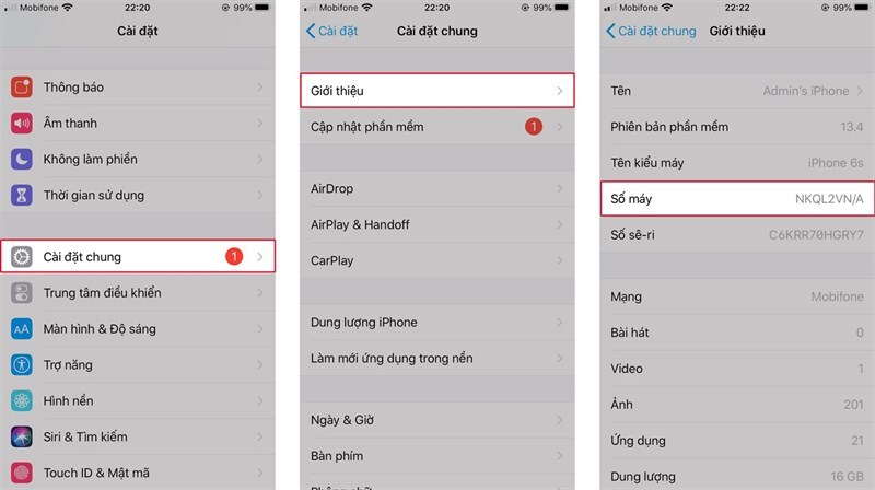 Cách kiểm tra mã iPhone KH/A?