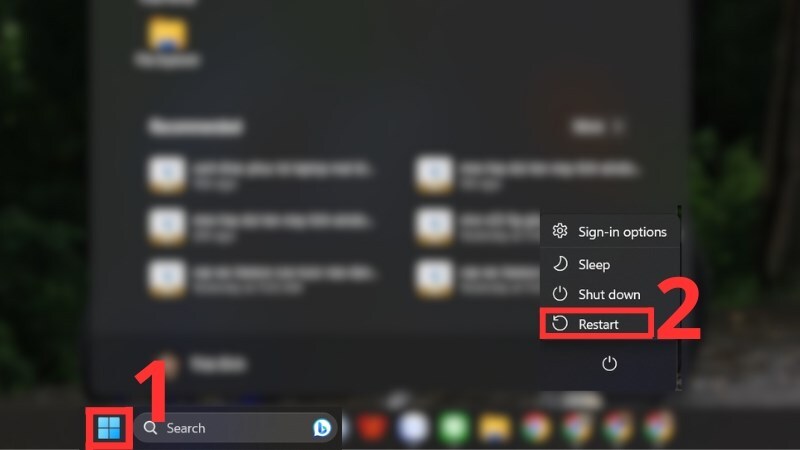 Khởi động lại máy tính