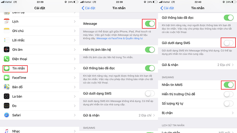 Cài đặt iMessage hoặc FaceTime gặp vấn đề