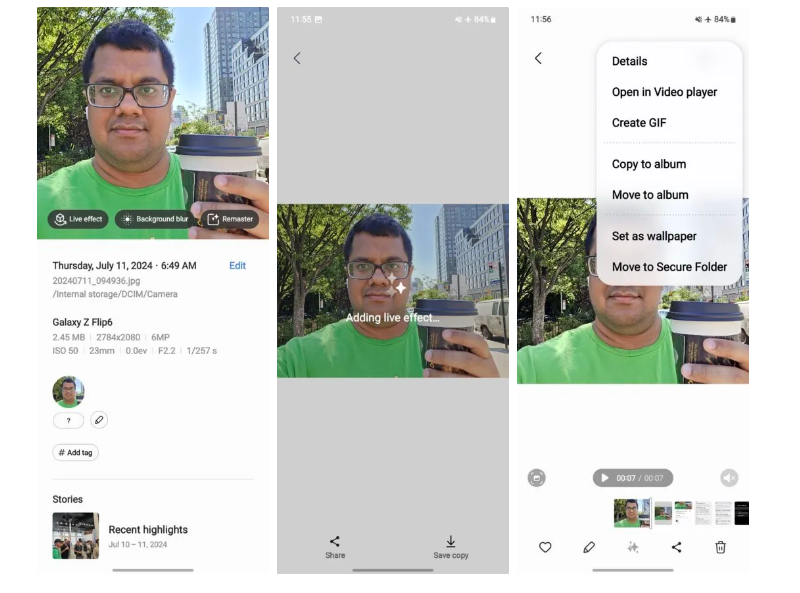 One UI 6.1.1 có thể tạo hình nền Live Effect
