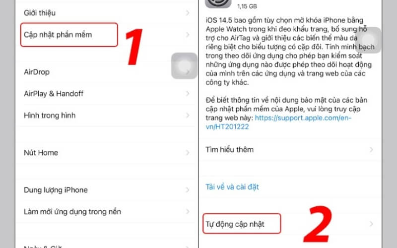 Cập nhật phiên bản iOS mới nhất cho iPhone
