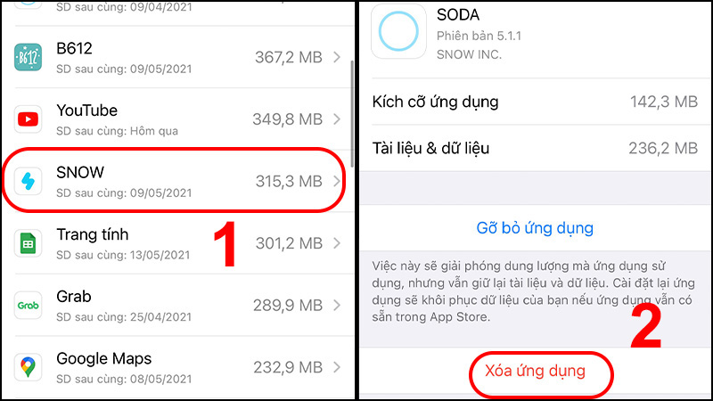 Xóa dữ liệu không dùng đến