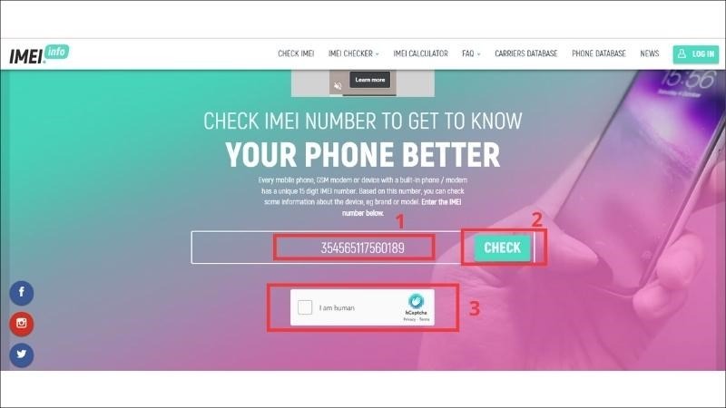 Kiểm tra qua Website IMEI.info