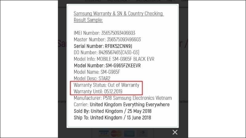 Kiểm tra qua Website IMEI.info