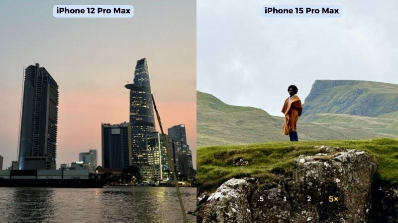 So sánh camera của iPhone 12 Pro Max và 15 Pro Max