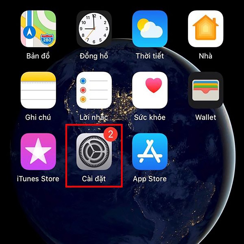 Vào mục cài đặt trên iPhone