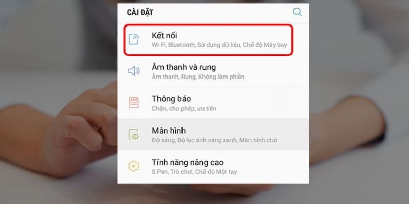 tiến vào giao diện cài đặt